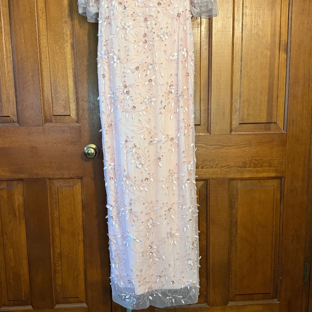 NWT Theia Romina Beaded Column Gown in Powder Blush size 10 - Picture 13 of 15
